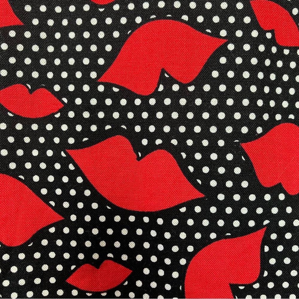 Retrolicious Retro Lips Fit & Flare Dress in Red & Black Polka Dot w/ Collar - Picture 5 of 15